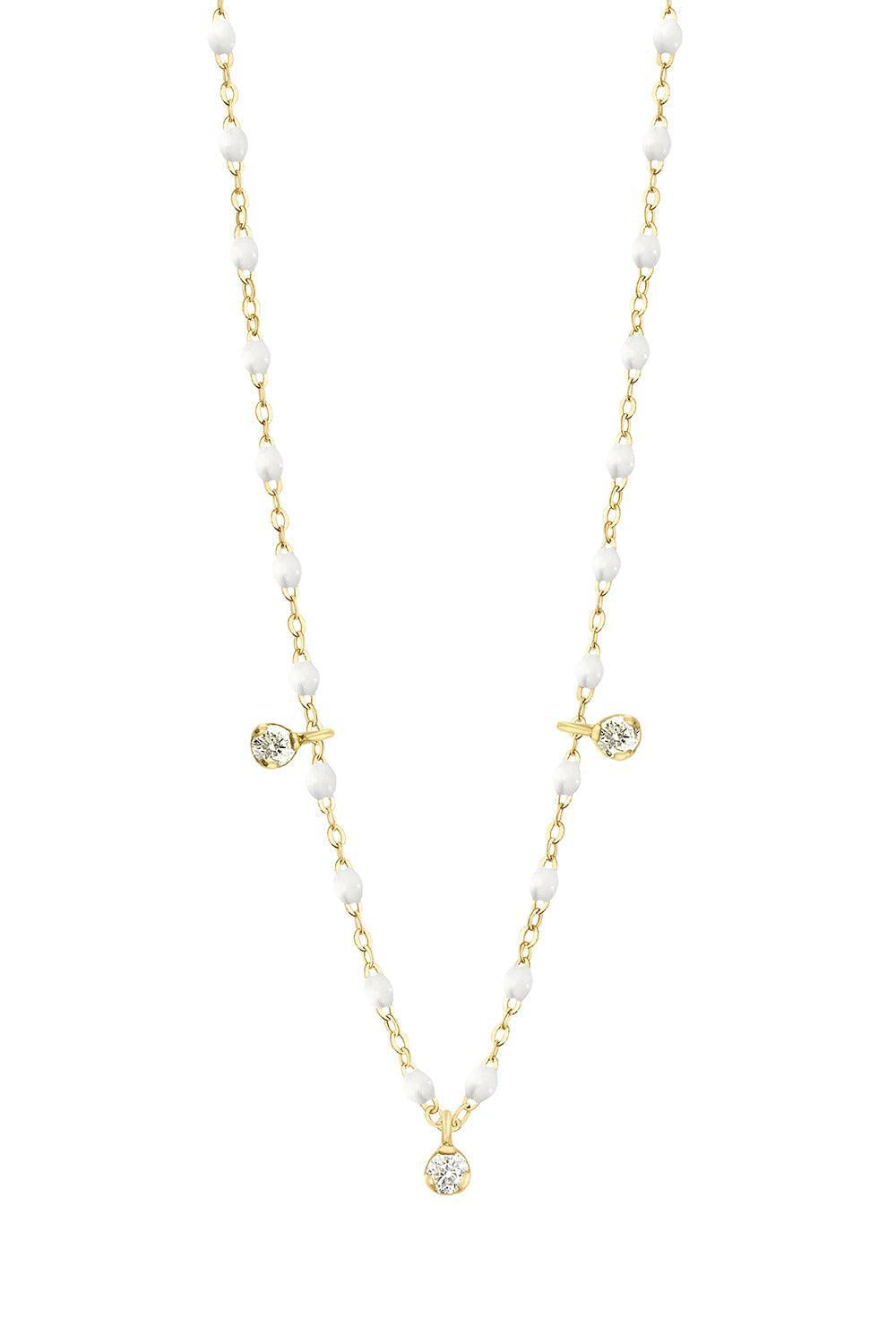 3 Diamond White Gigi Classic Supreme Necklace - Yellow Gold-WHITE-17.7-JEWELRYFINE JEWELNECKLACE O-GIGI CLOZEAU