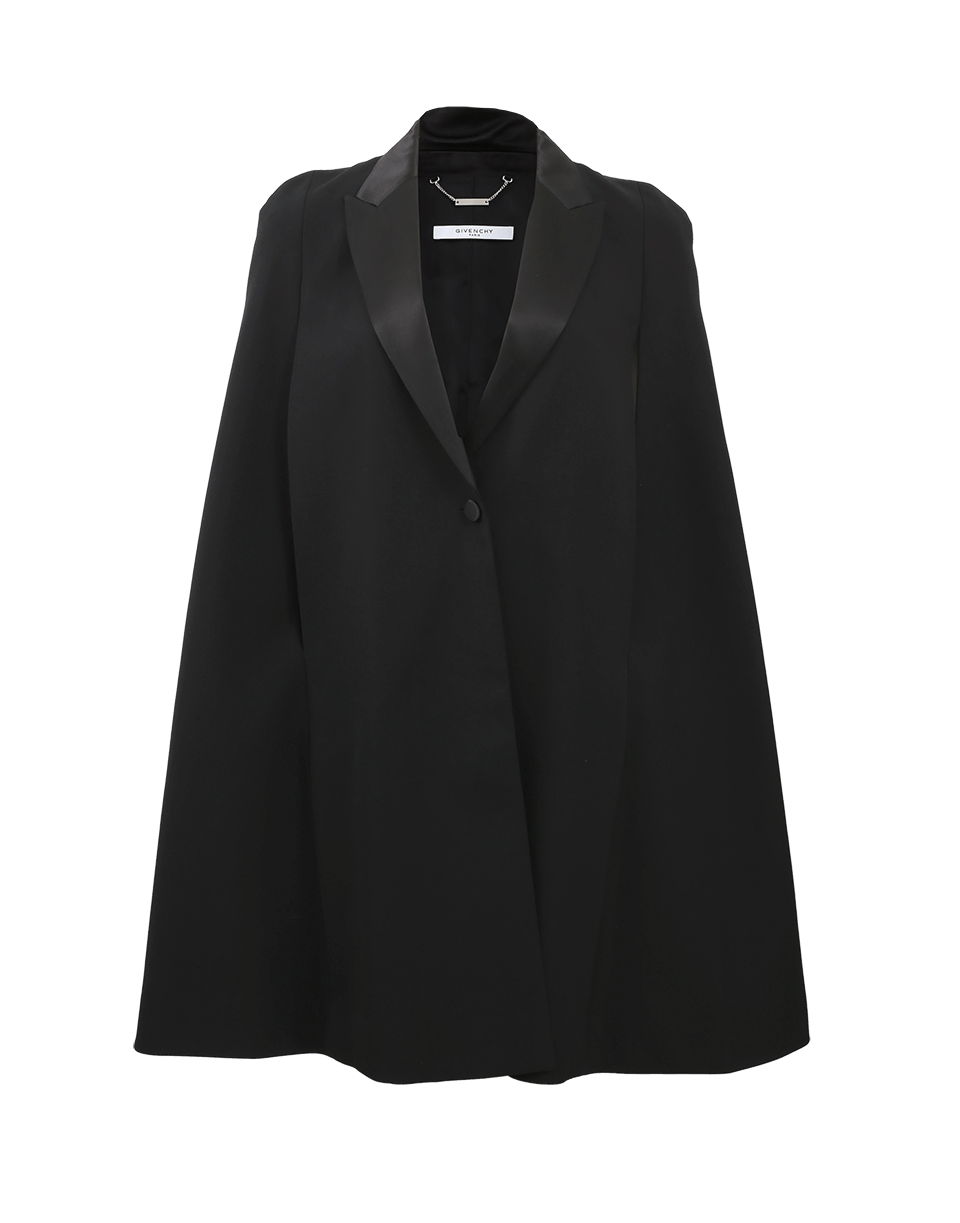 GIVENCHY-Satin Lapel Cape-BLACK
