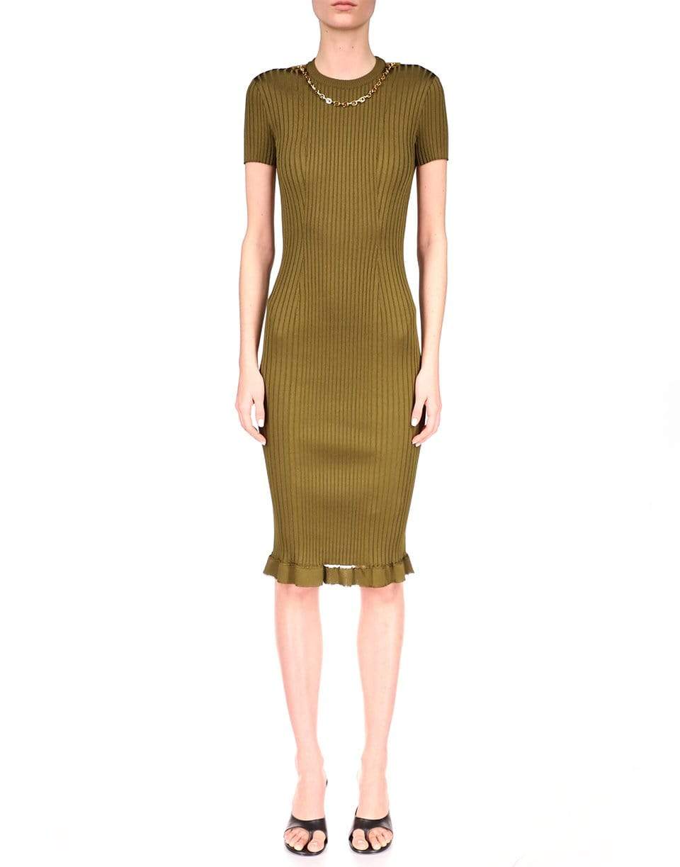 GIVENCHY-Short Sleeve Midi Knit Dress with Neck Chain-