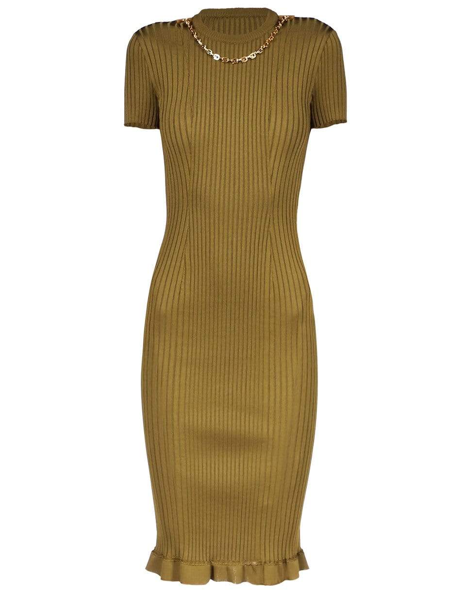 GIVENCHY-Short Sleeve Midi Knit Dress with Neck Chain-