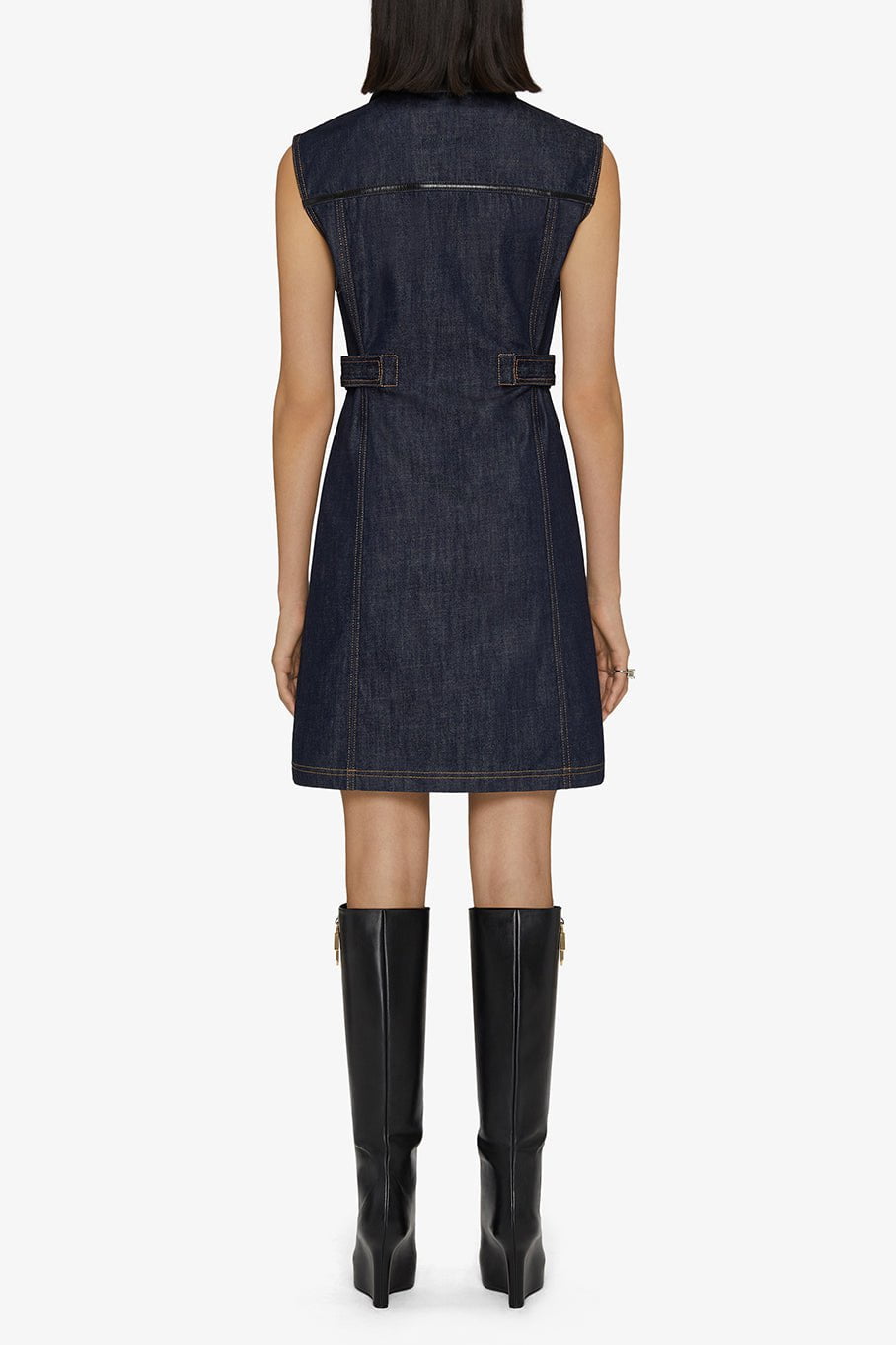 GIVENCHY-Sleeveless Zip Front Denim Dress-