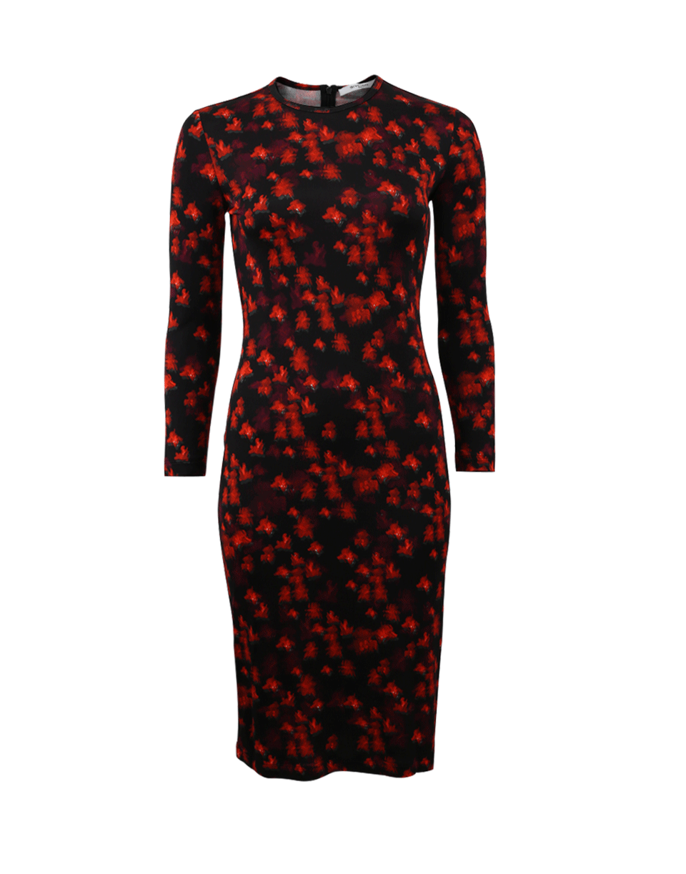 GIVENCHY-Red Floral Print Dress-