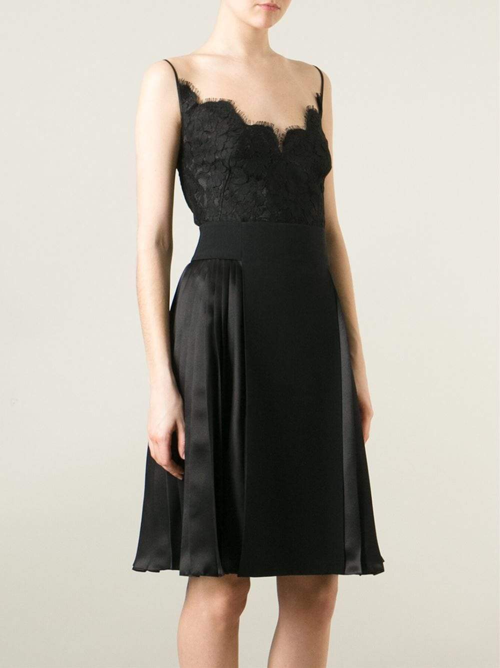 GIVENCHY-Lace Bodice Dress-BLACK