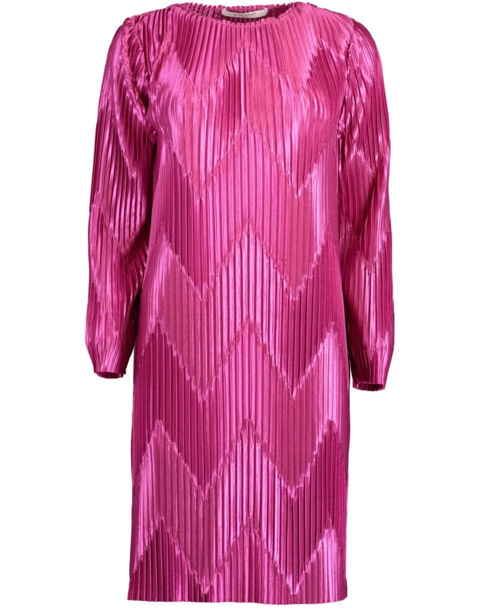GIVENCHY-Long Sleeve Plisse Dress-PINK