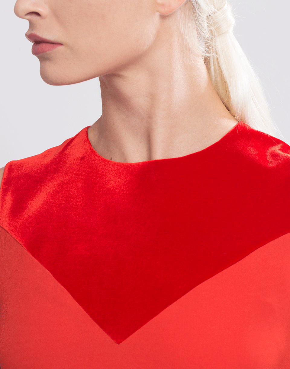GIVENCHY-Bateau Neck Color Block Gown-RED