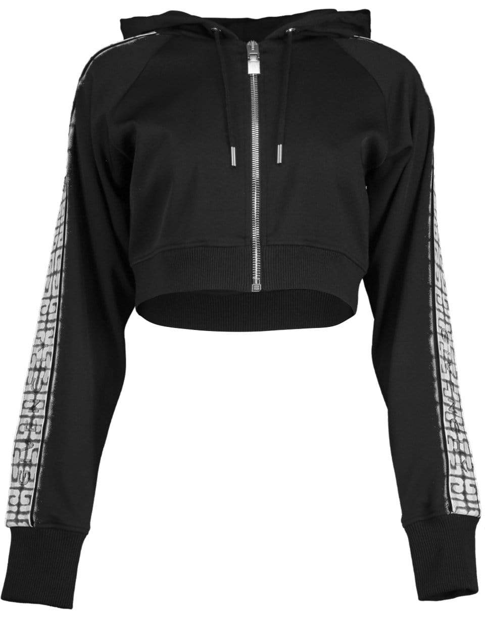 GIVENCHY-Cropped Sprayed Zipped Hoodie-