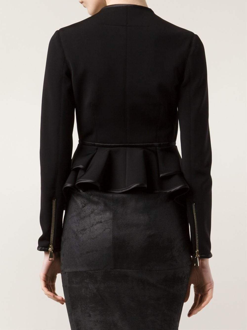 GIVENCHY-Peplum Zip Front Jacket-