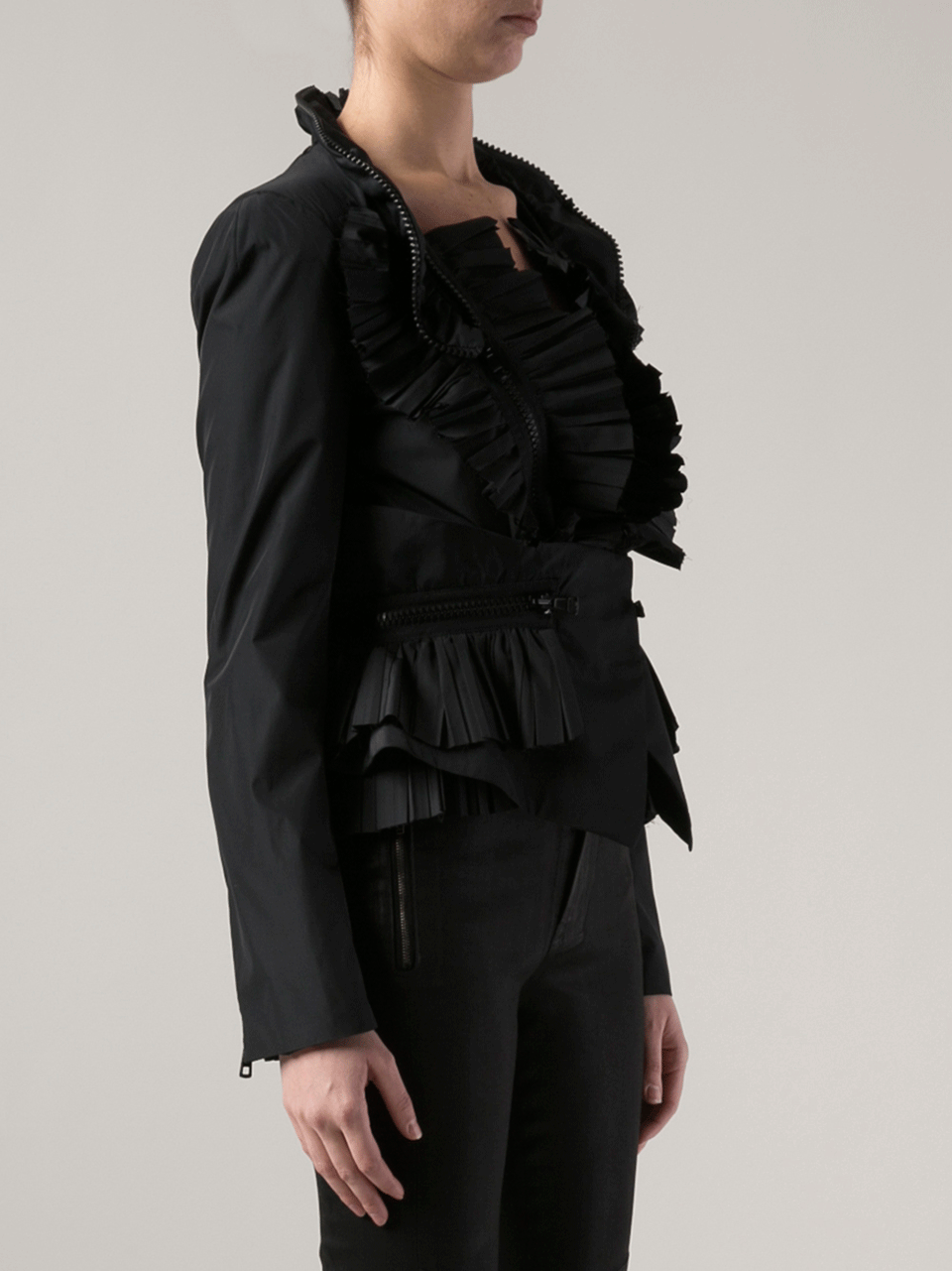 GIVENCHY-Silk Taffeta Jacket with Zippers-BLACK