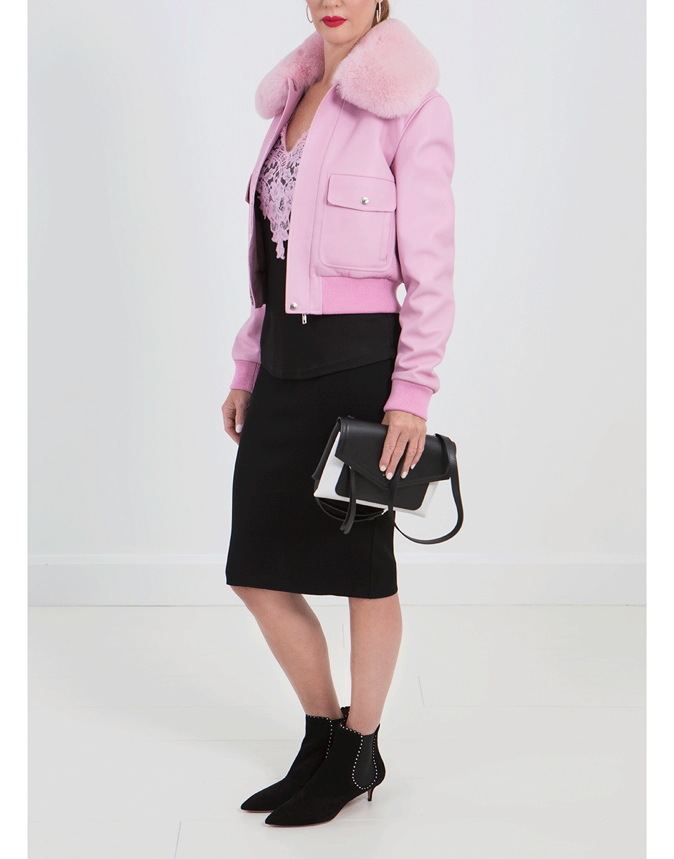 GIVENCHY-Fox Collar Leather Jacket-PINK