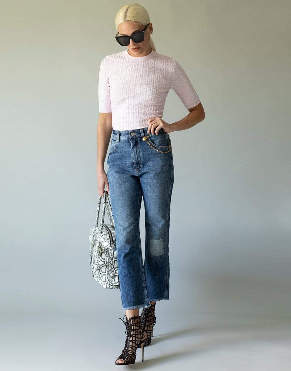 GIVENCHY-Chain Detail Cropped Denim Trouser-