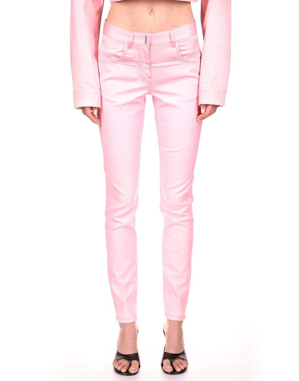 GIVENCHY-Candy Pink Stretch Glitter Denim Pant-