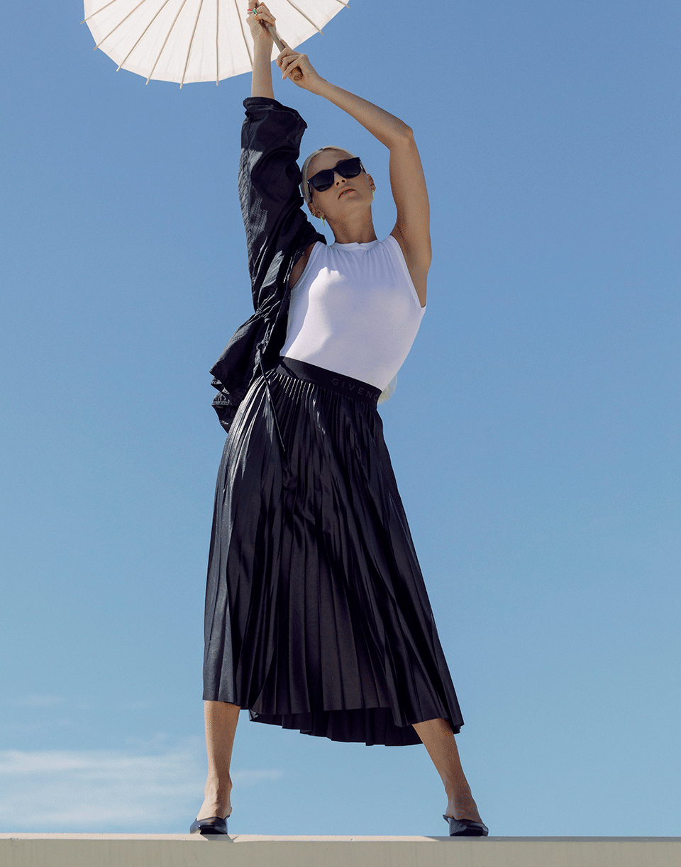 GIVENCHY-GIVENCHY Waistband Pleated Skirt-