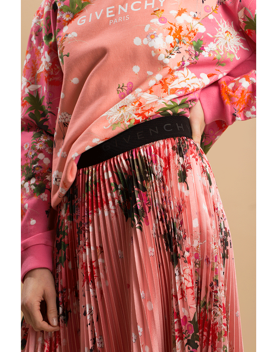 GIVENCHY-Logo Waistband Pleated Skirt-