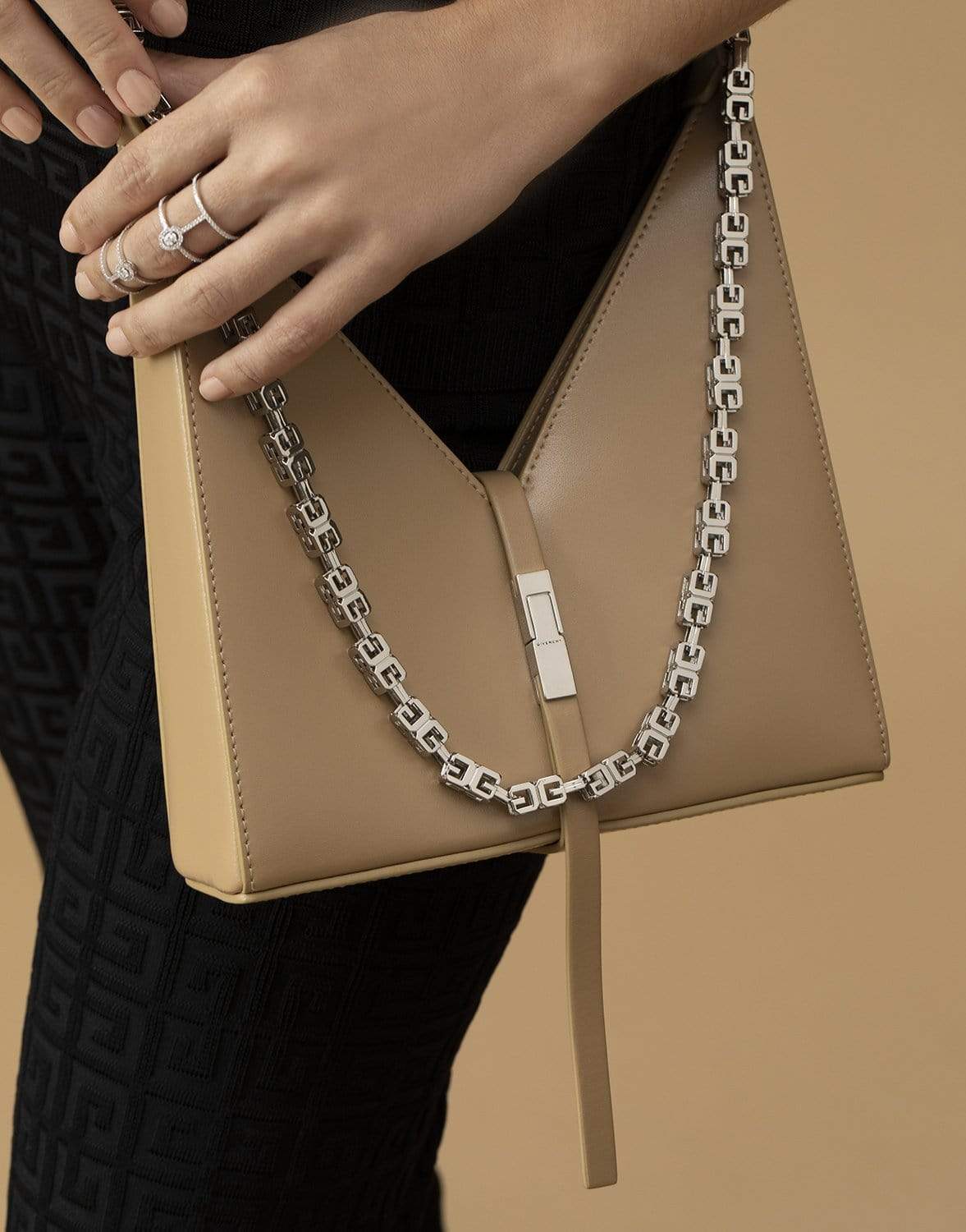 GIVENCHY-Beige Cappuccino Cut Out Small Bag-BEIGE