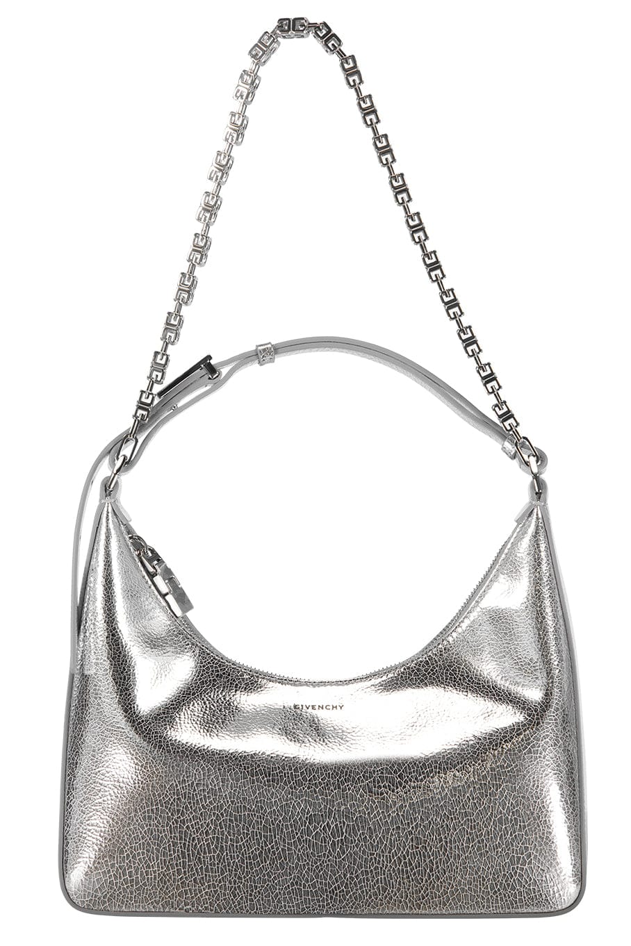 GIVENCHY-Small Moon Cut Out Hobo Bag-SILVERY