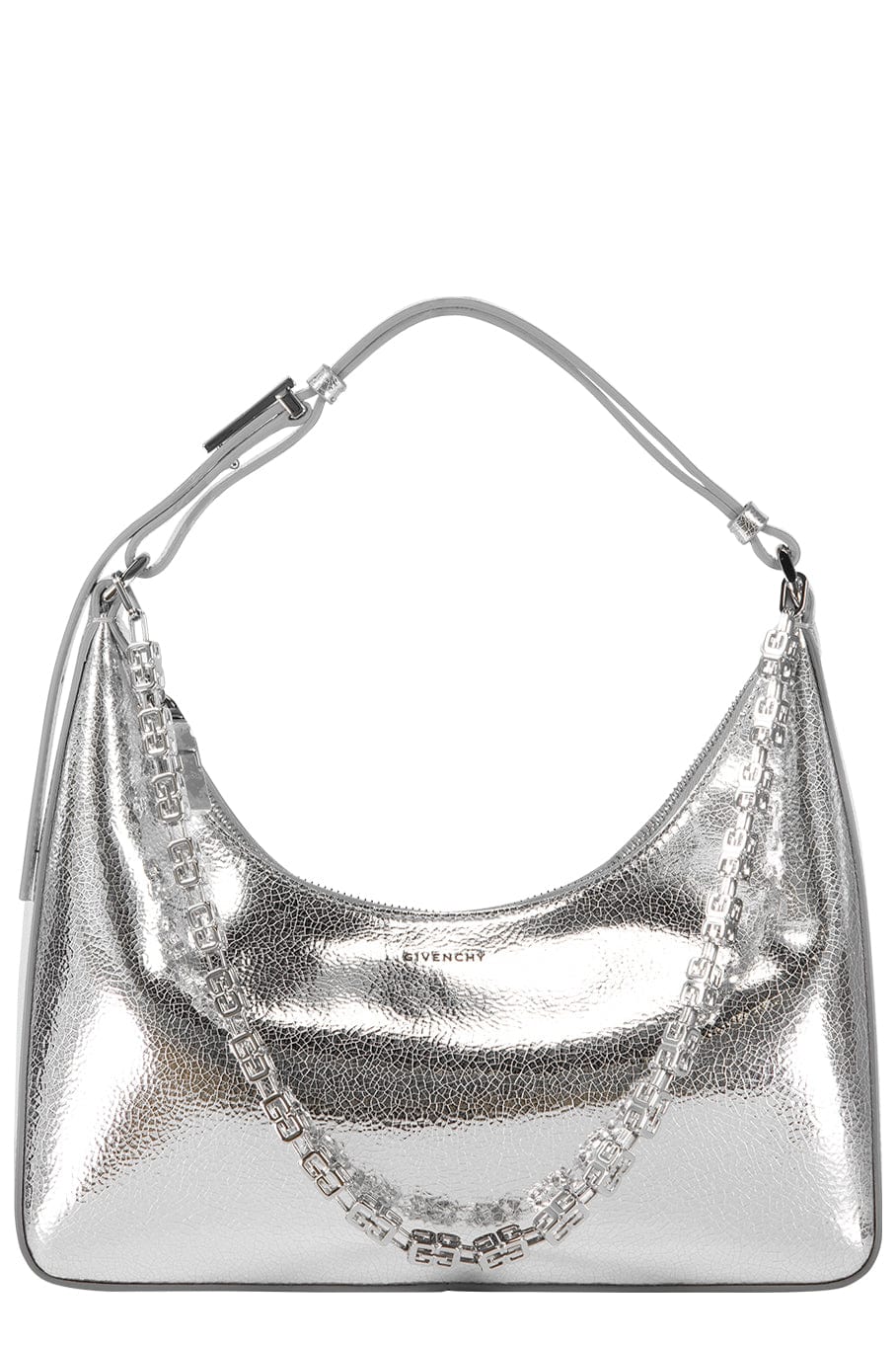 GIVENCHY-Small Moon Cut Out Hobo Bag-SILVERY