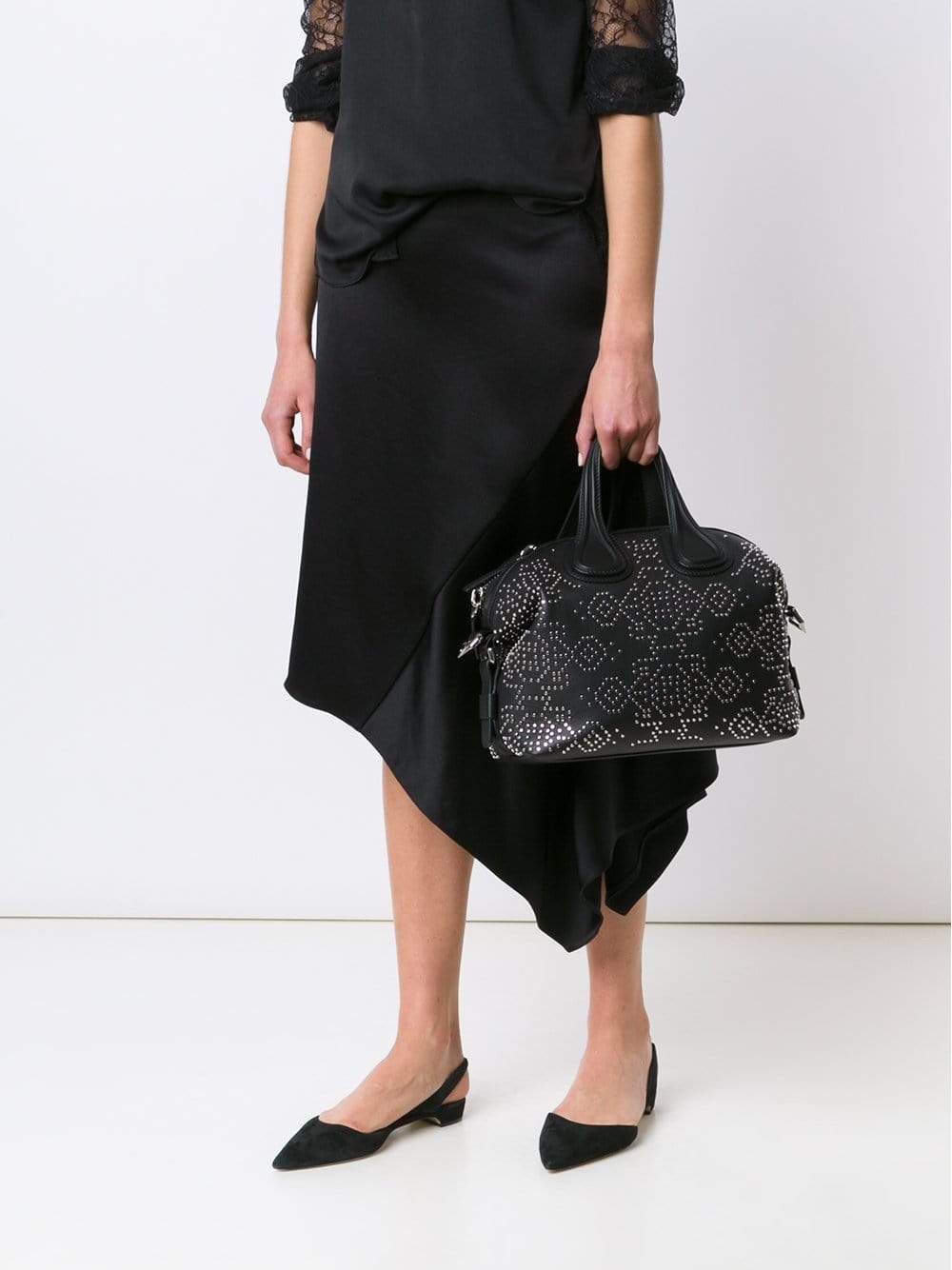GIVENCHY-Nightingale Small Studded Leather Bag-BLACK