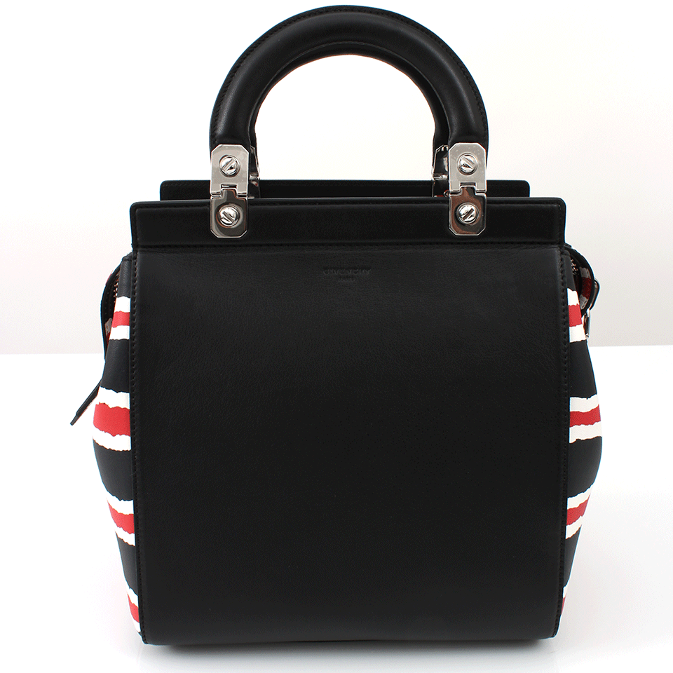 GIVENCHY-Small Top Handle Striped Bag-BLK/RED