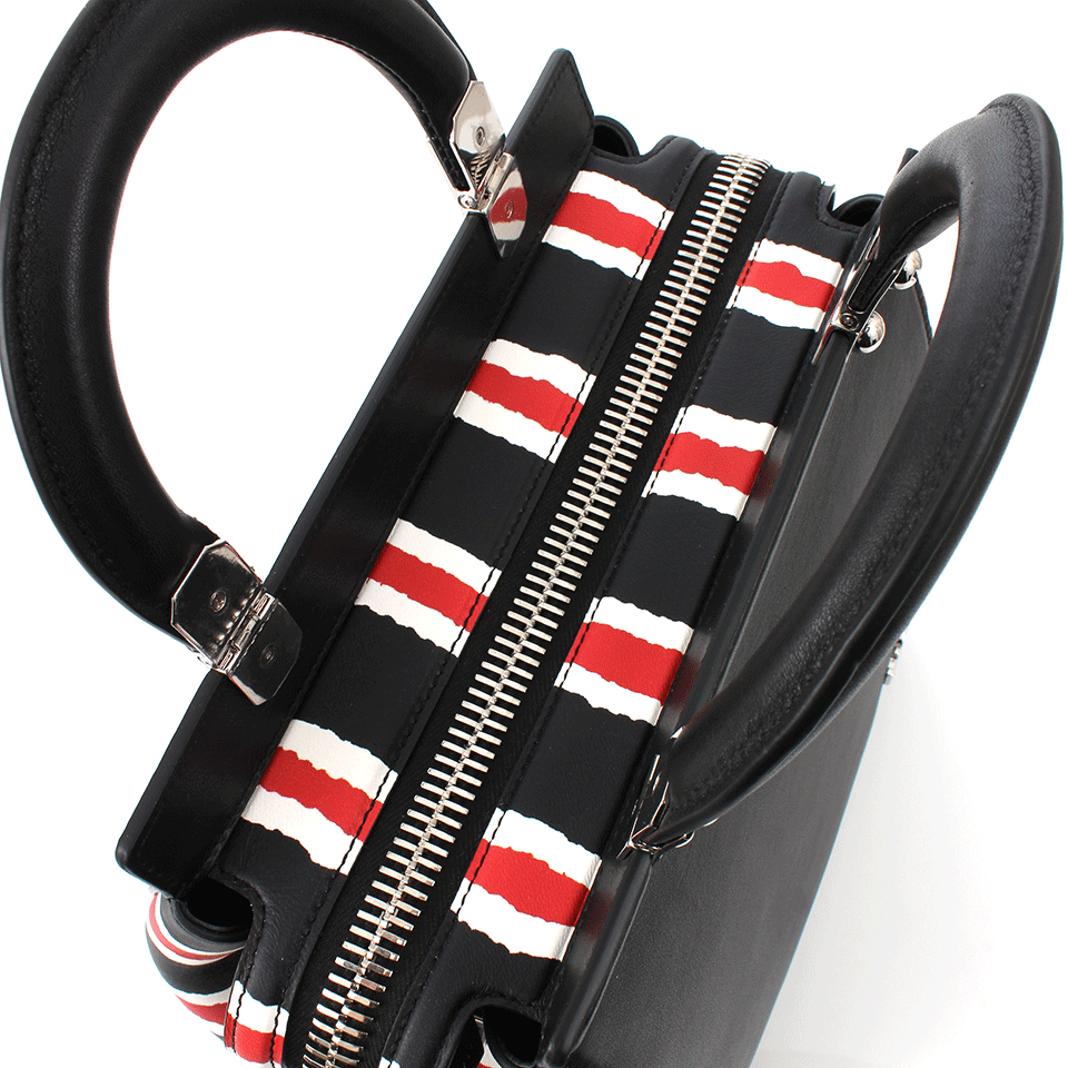 GIVENCHY-Small Top Handle Striped Bag-BLK/RED