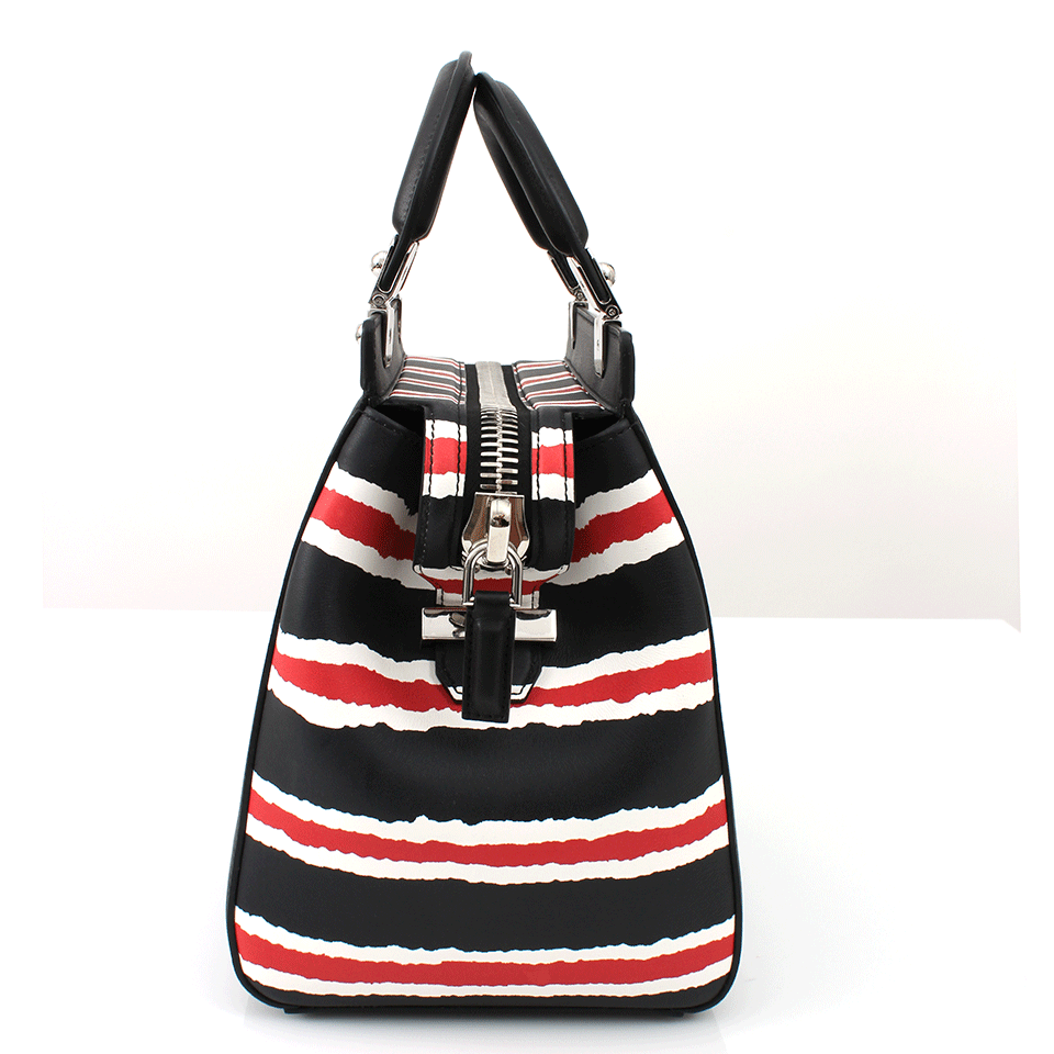 GIVENCHY-Small Top Handle Striped Bag-BLK/RED