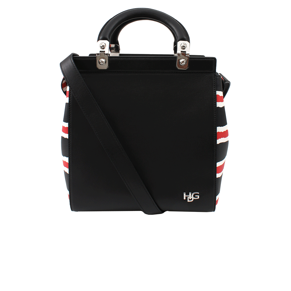 GIVENCHY-Small Top Handle Striped Bag-BLK/RED