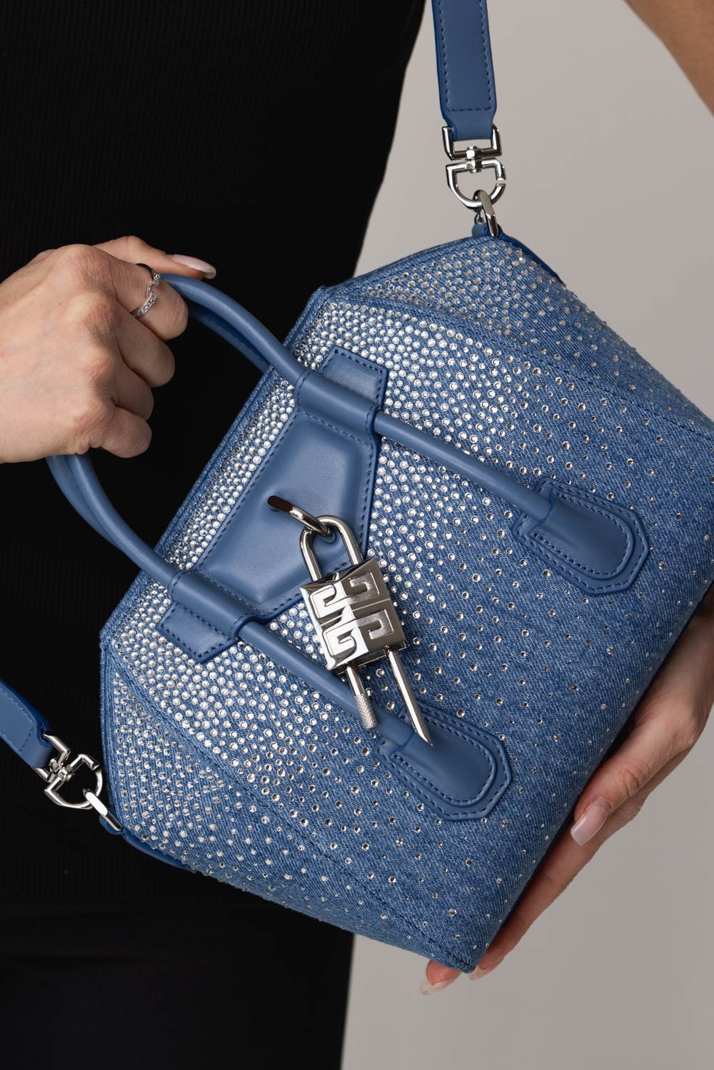 GIVENCHY-Mini Antigona Lock Bag - Denim-DENIM