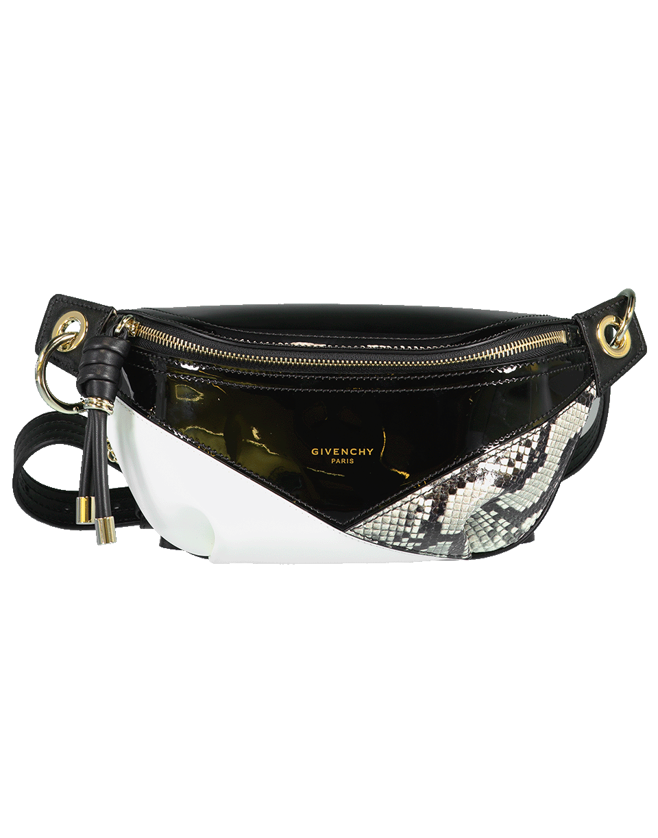 GIVENCHY-Patent and Snakeskin Bum Bag-BLK/WHT