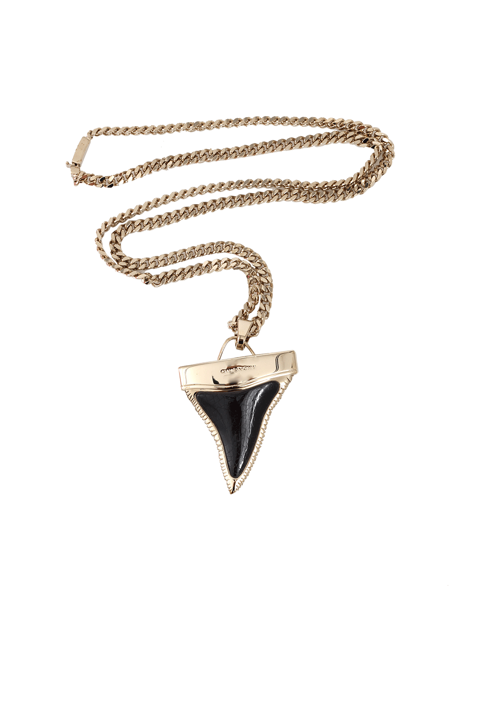 GIVENCHY-Double Chain Shark Tooth Necklace-BLK/GLD
