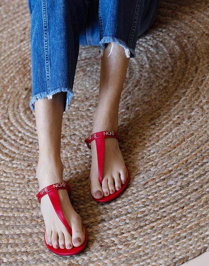 GIVENCHY-Red Elba Flat Thong Sandals-