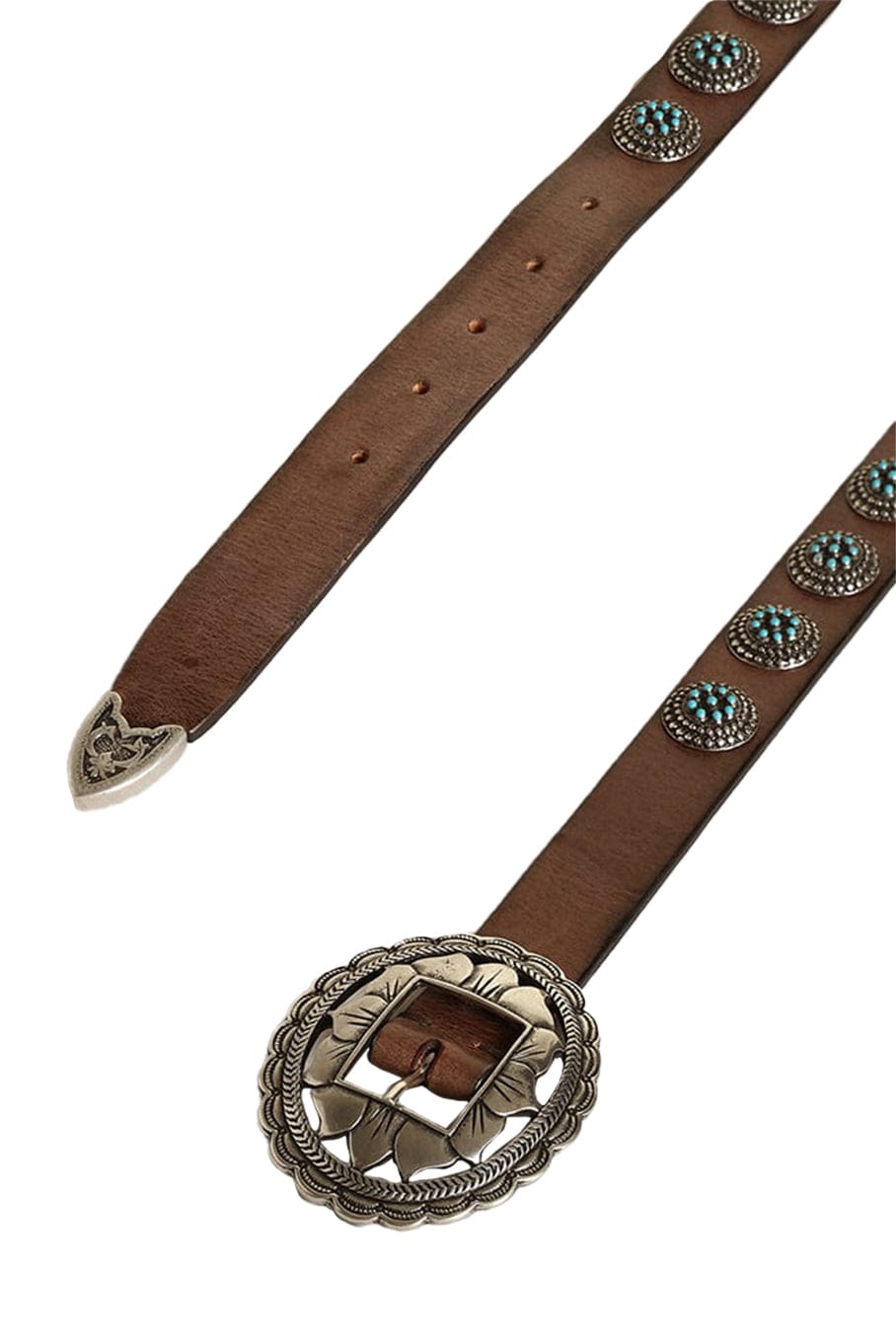 GOLDEN GOOSE-Belt Sunflowers Washed Leather-