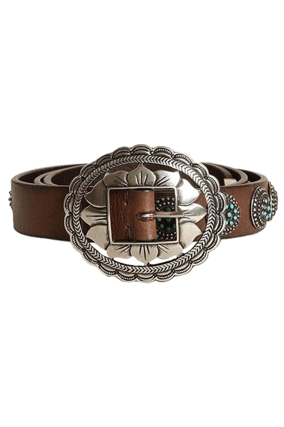 GOLDEN GOOSE-Belt Sunflowers Washed Leather-
