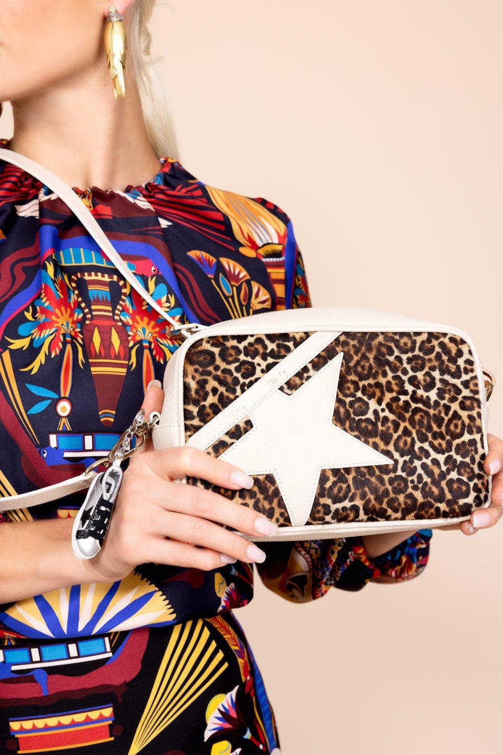 GOLDEN GOOSE-Star Bag Pony Leo Front Panel-WHT/BRN