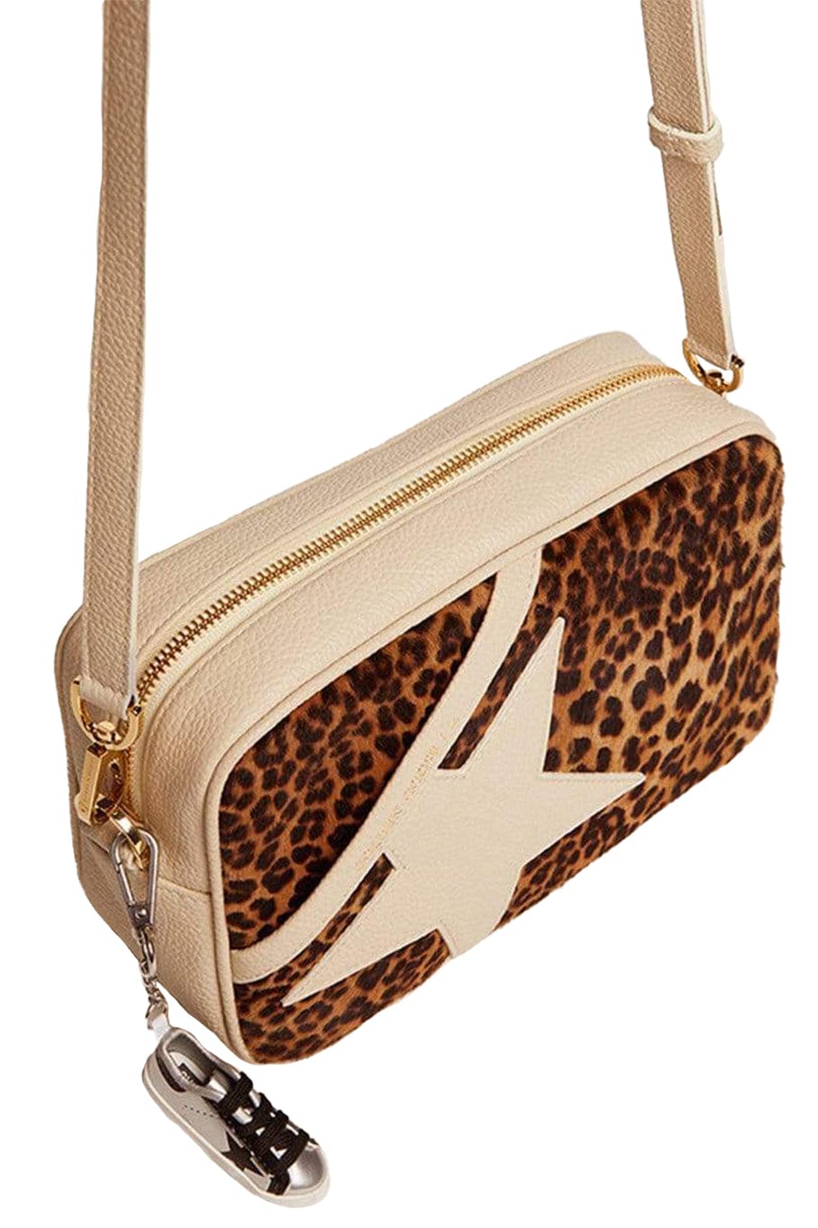 GOLDEN GOOSE-Star Bag Pony Leo Front Panel-WHT/BRN