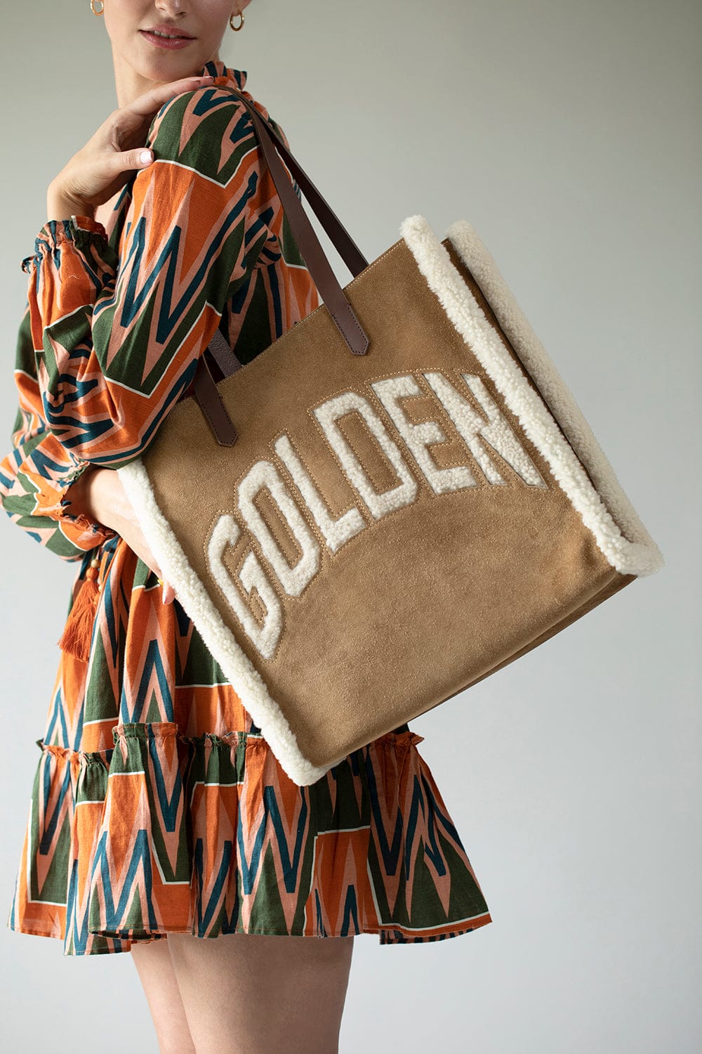 GOLDEN GOOSE-California N-S Bag-CAMEL