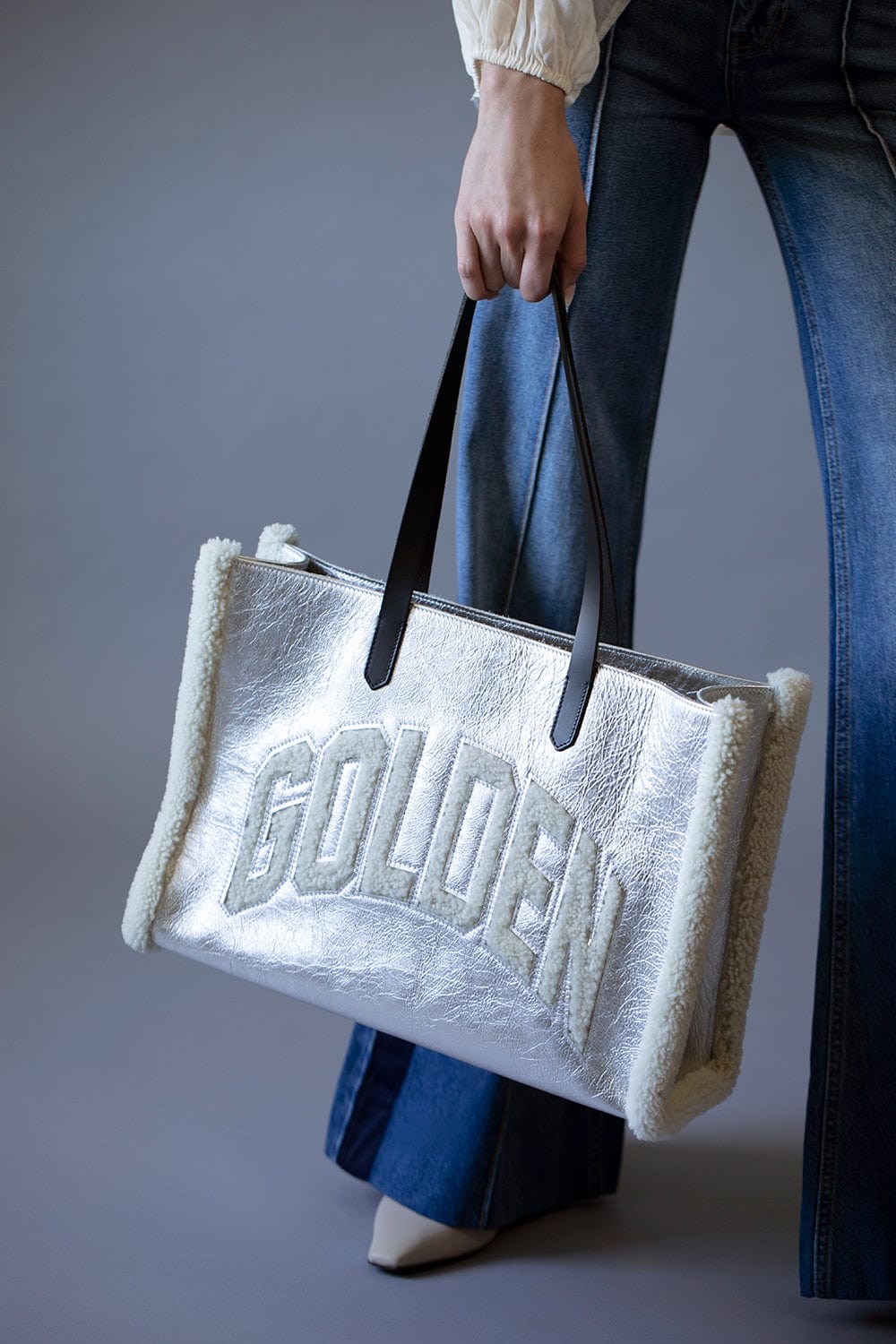 GOLDEN GOOSE-California Bag E-W "Golden"-SILVER