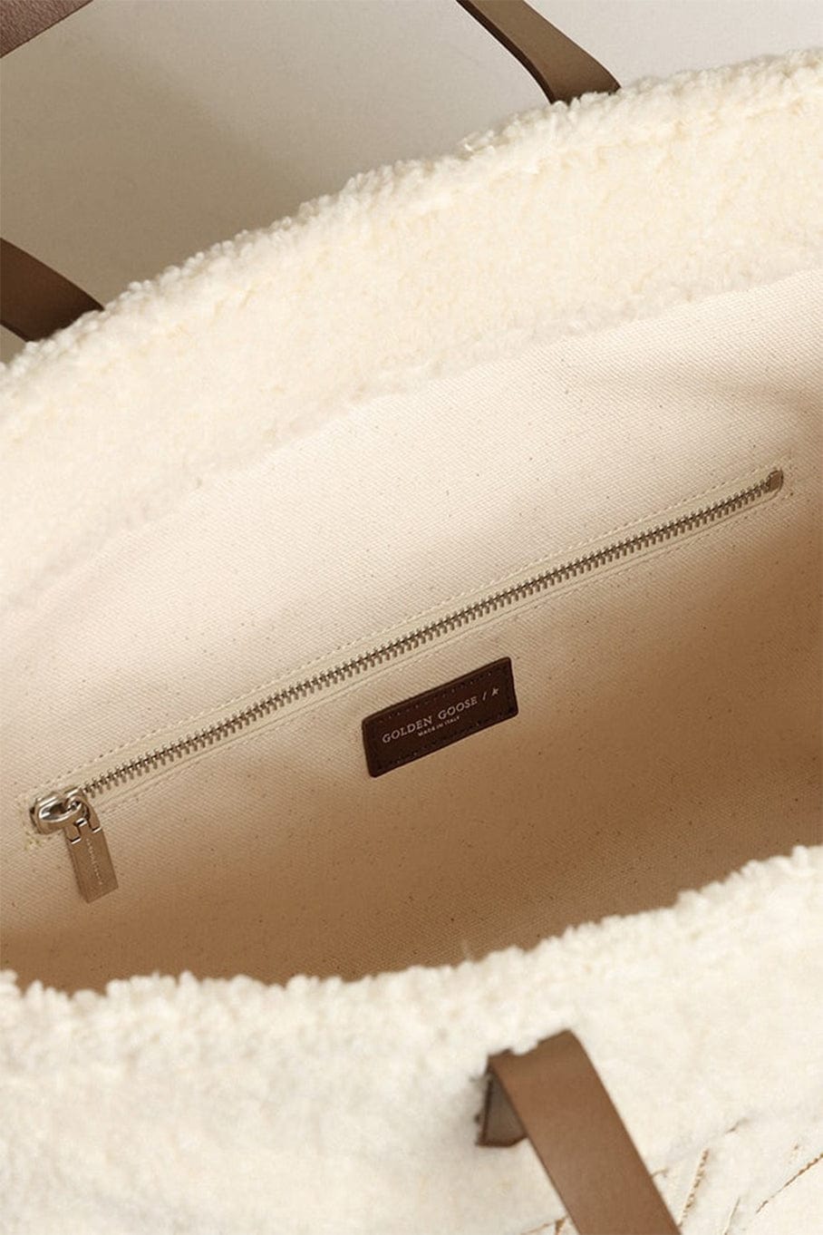 GOLDEN GOOSE-California E-W Bag - Tan-WHT/TAN