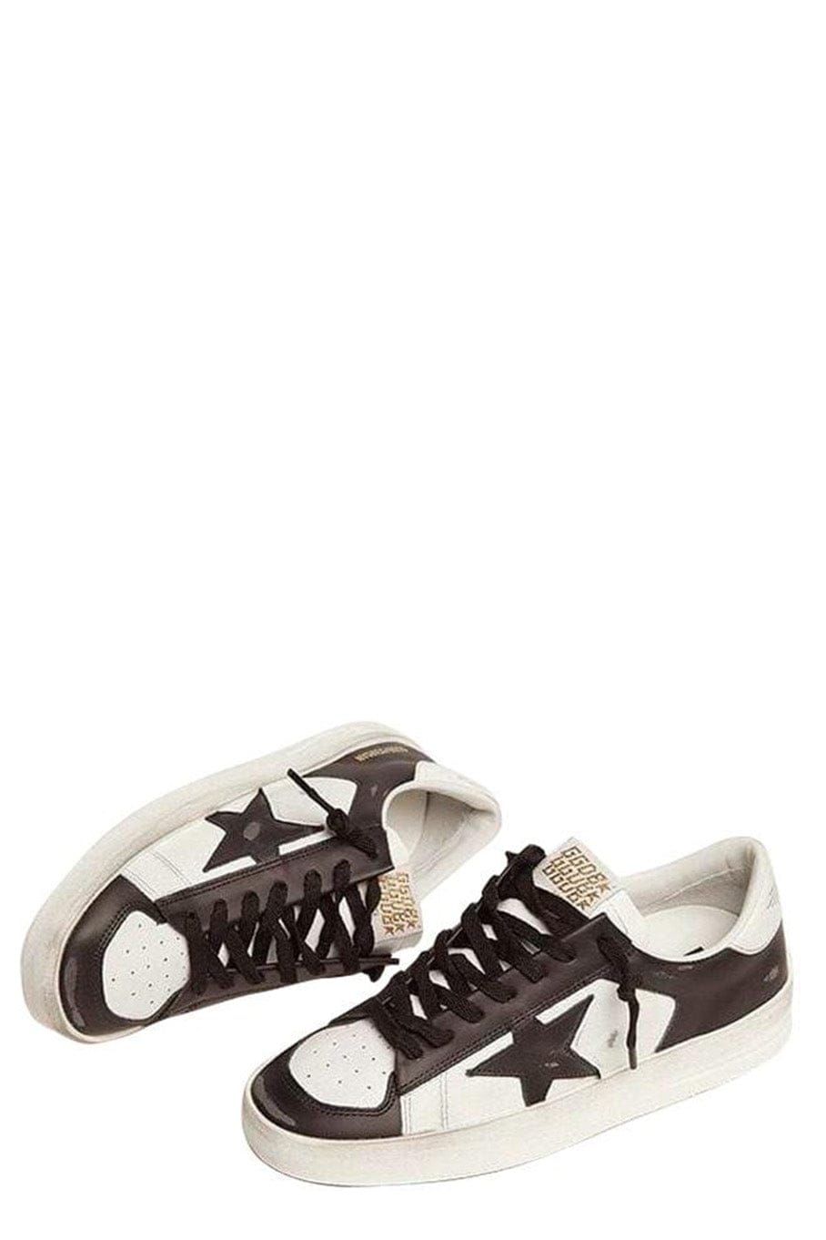 GOLDEN GOOSE-Men's Black and White Leather Stardan Sneaker-