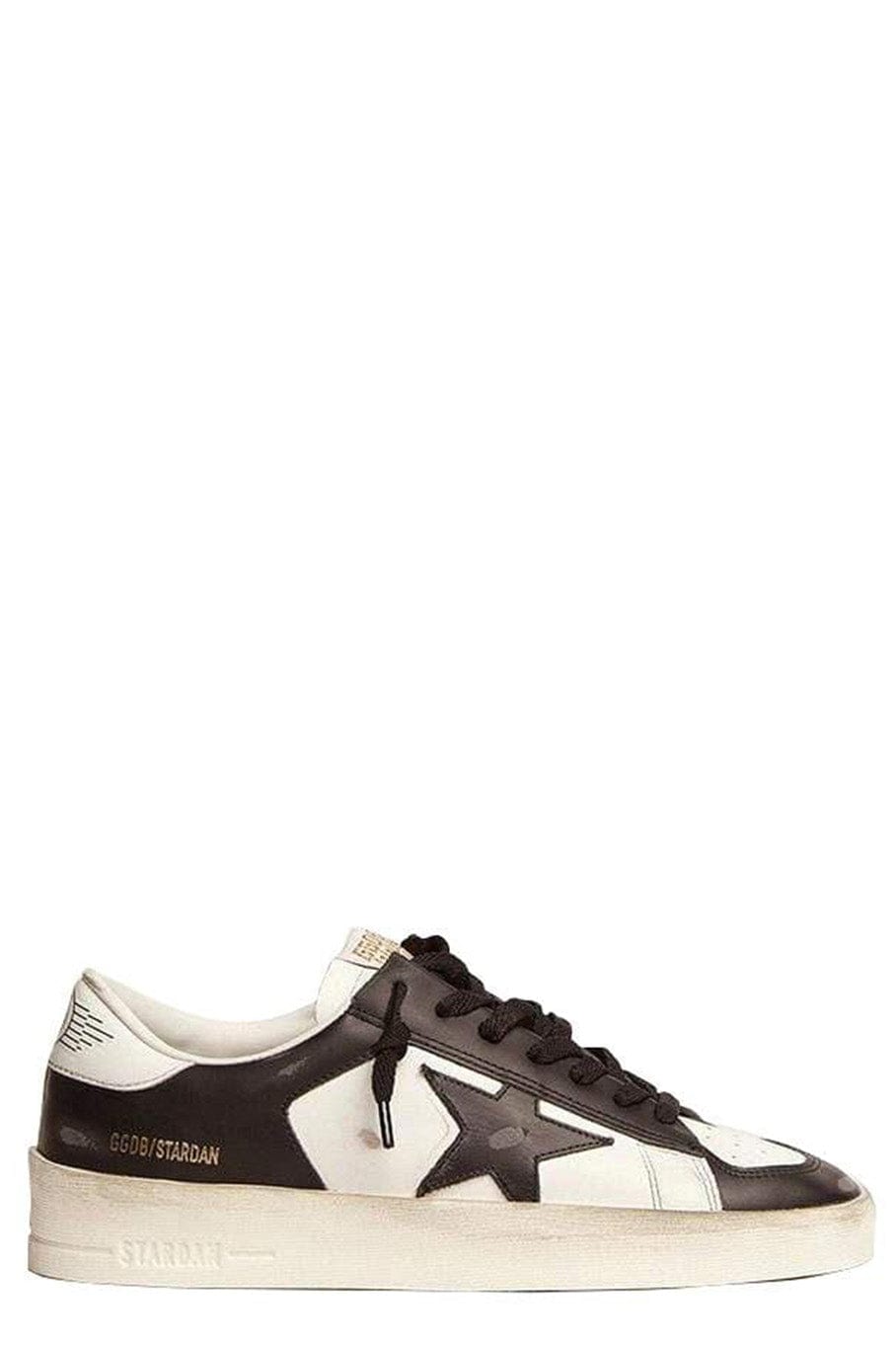 GOLDEN GOOSE-Men's Black and White Leather Stardan Sneaker-