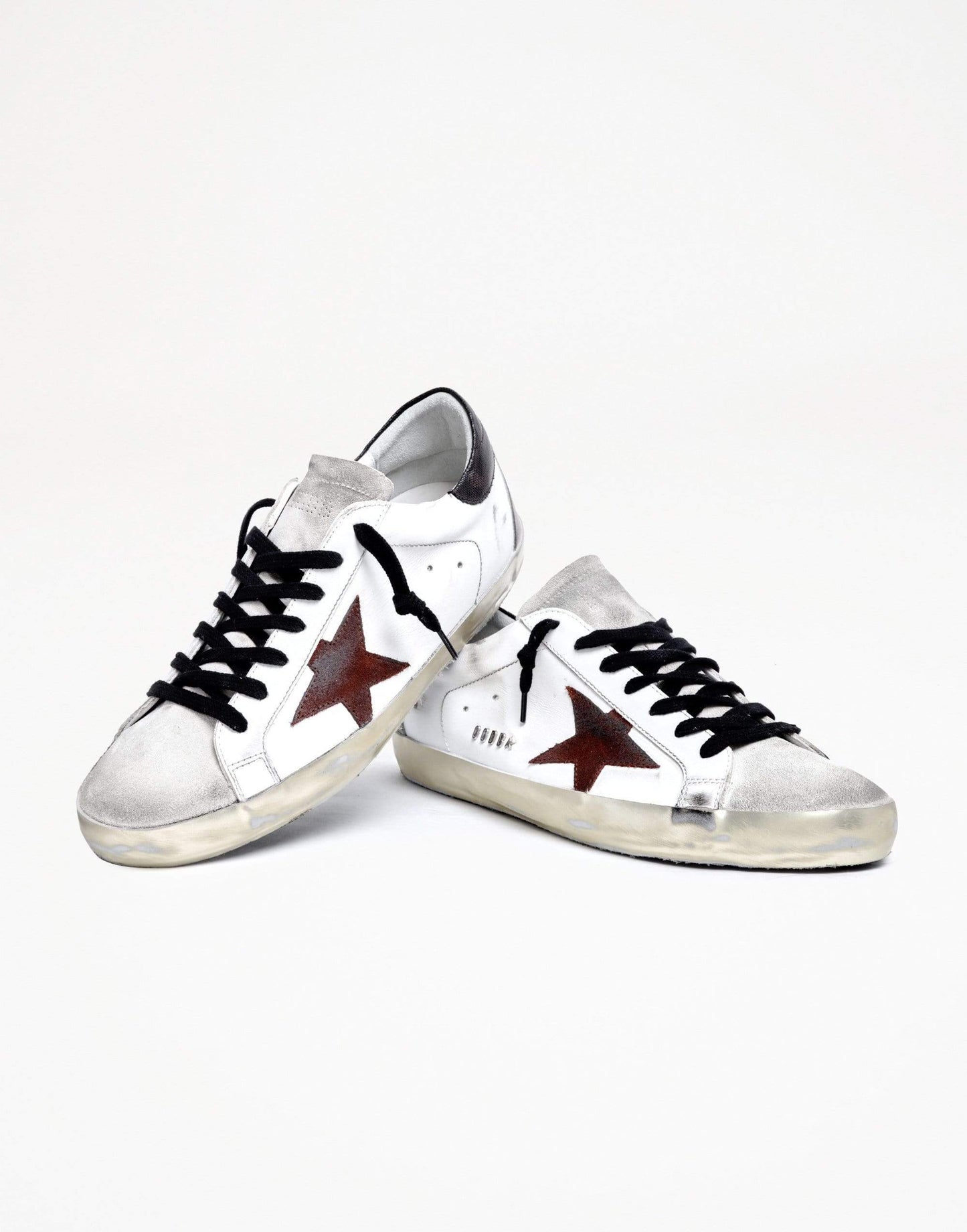 GOLDEN GOOSE-Men's Chestnut Suede Star And Spur Canvas Leather Super-Star Sneaker-