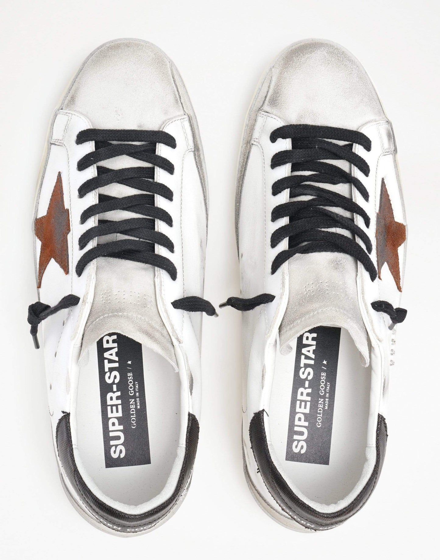 GOLDEN GOOSE-Men's Chestnut Suede Star And Spur Canvas Leather Super-Star Sneaker-
