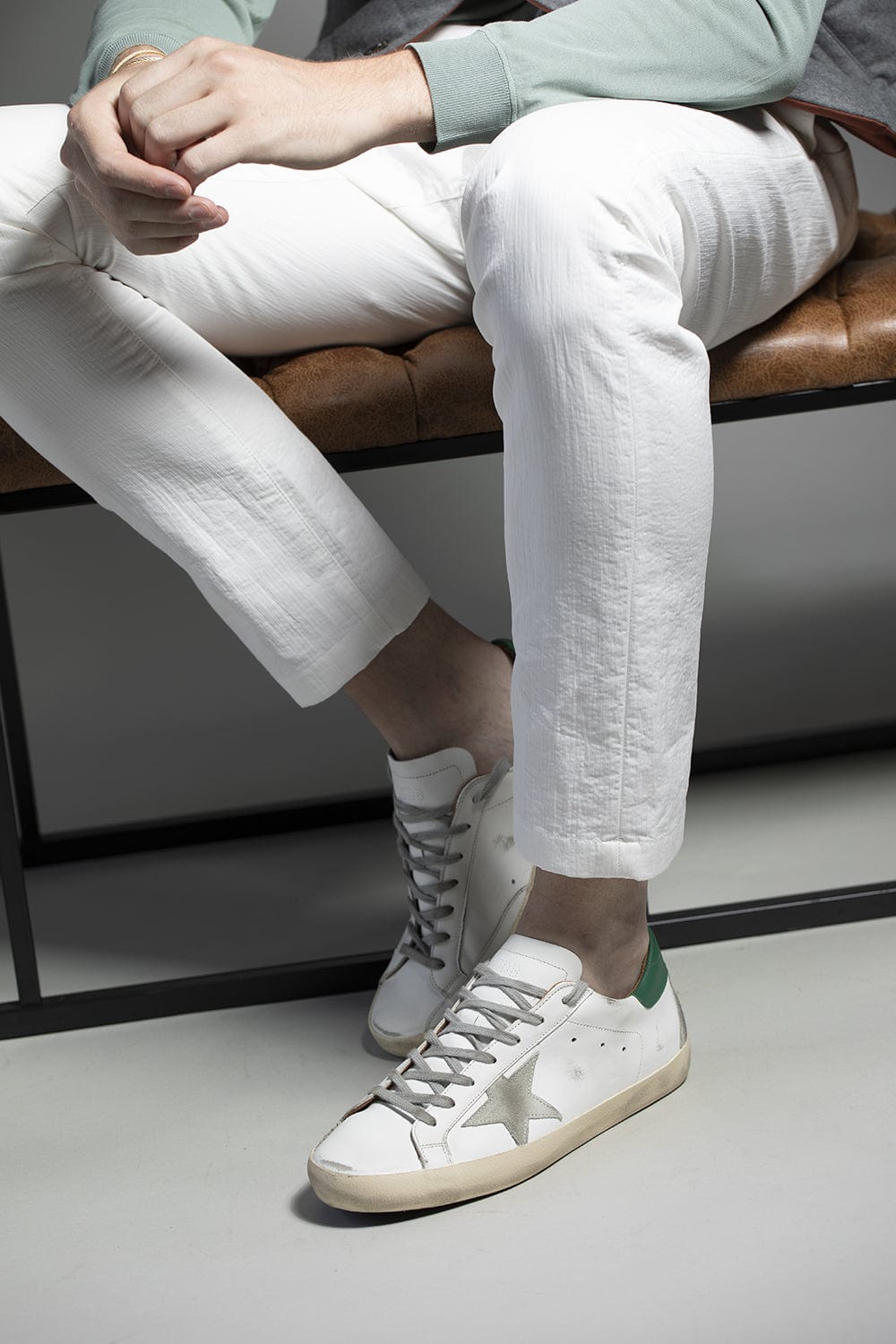 GOLDEN GOOSE-Men's Super Star Leather Sneaker -Green-