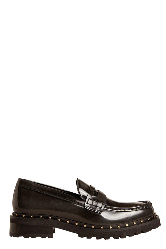 Chunky Loafers In Studded Black Leather-BLACK-36-SHOEFLAT SHOE-GOLDEN GOOSE