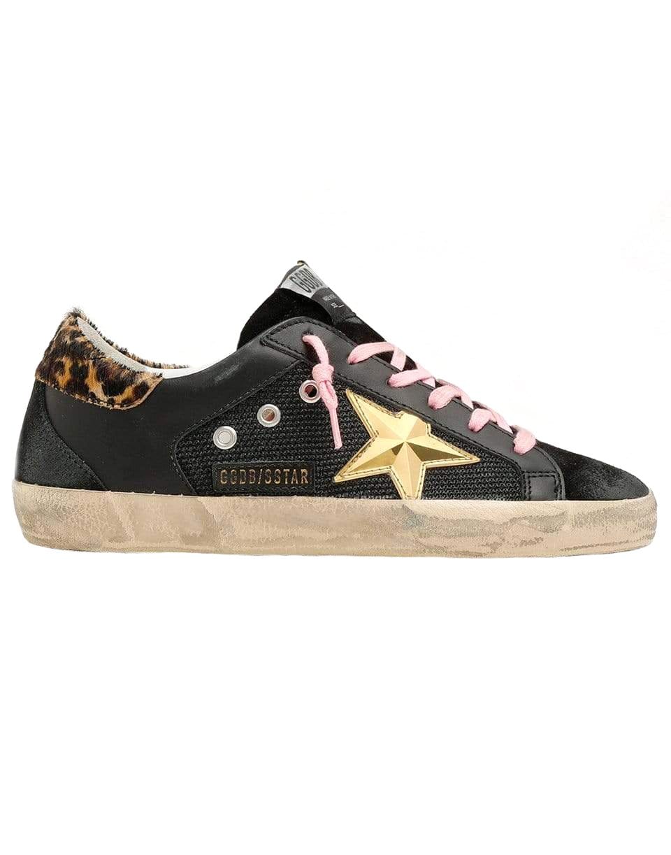 GOLDEN GOOSE-Super-Star Leather & Net Sneaker - Upper Suede Toe & Spur 3D Star Horsy Heel-
