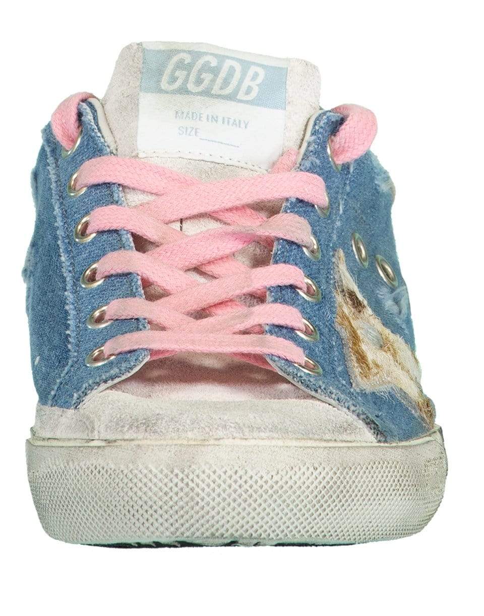 GOLDEN GOOSE-Light Blue Denim Superstar Sneakers-