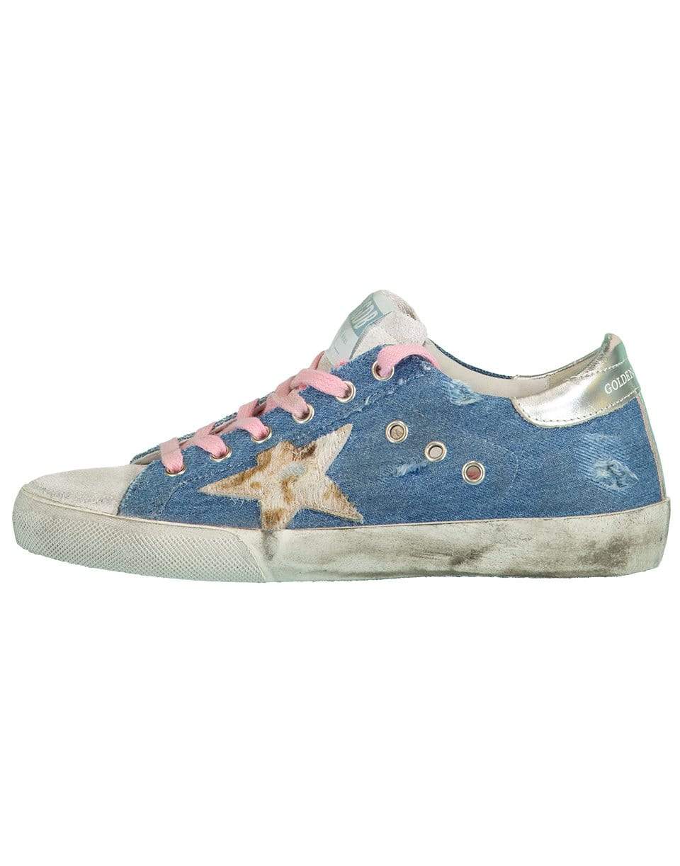 GOLDEN GOOSE-Light Blue Denim Superstar Sneakers-