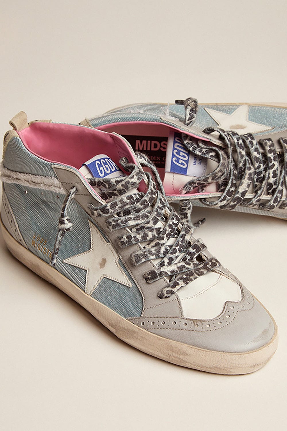 GOLDEN GOOSE-Mid Star Checkered Glitter Star Sneaker-