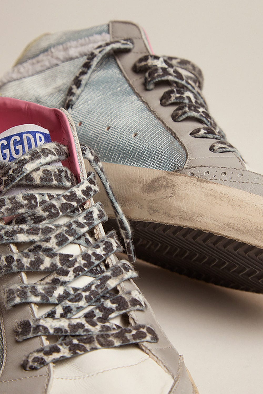 GOLDEN GOOSE-Mid Star Checkered Glitter Star Sneaker-