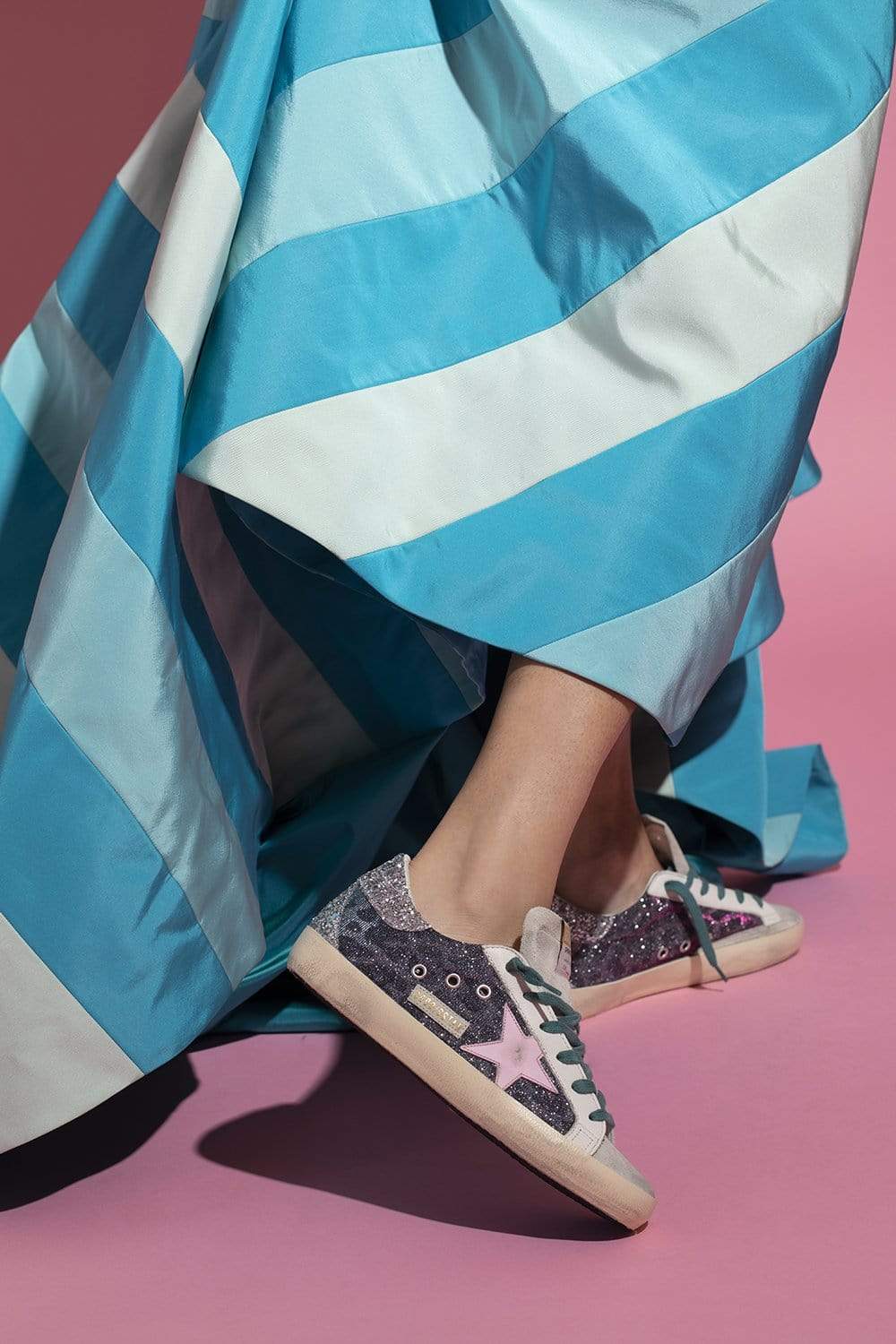 GOLDEN GOOSE-Super-Star Lurex Leopard Sneaker-