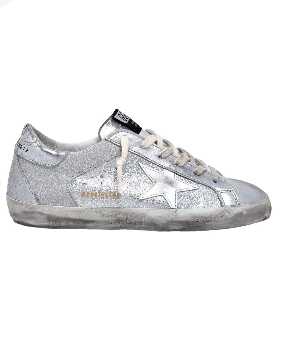 GOLDEN GOOSE-Super-Star Iridescent Leather And Glitter Sneaker-