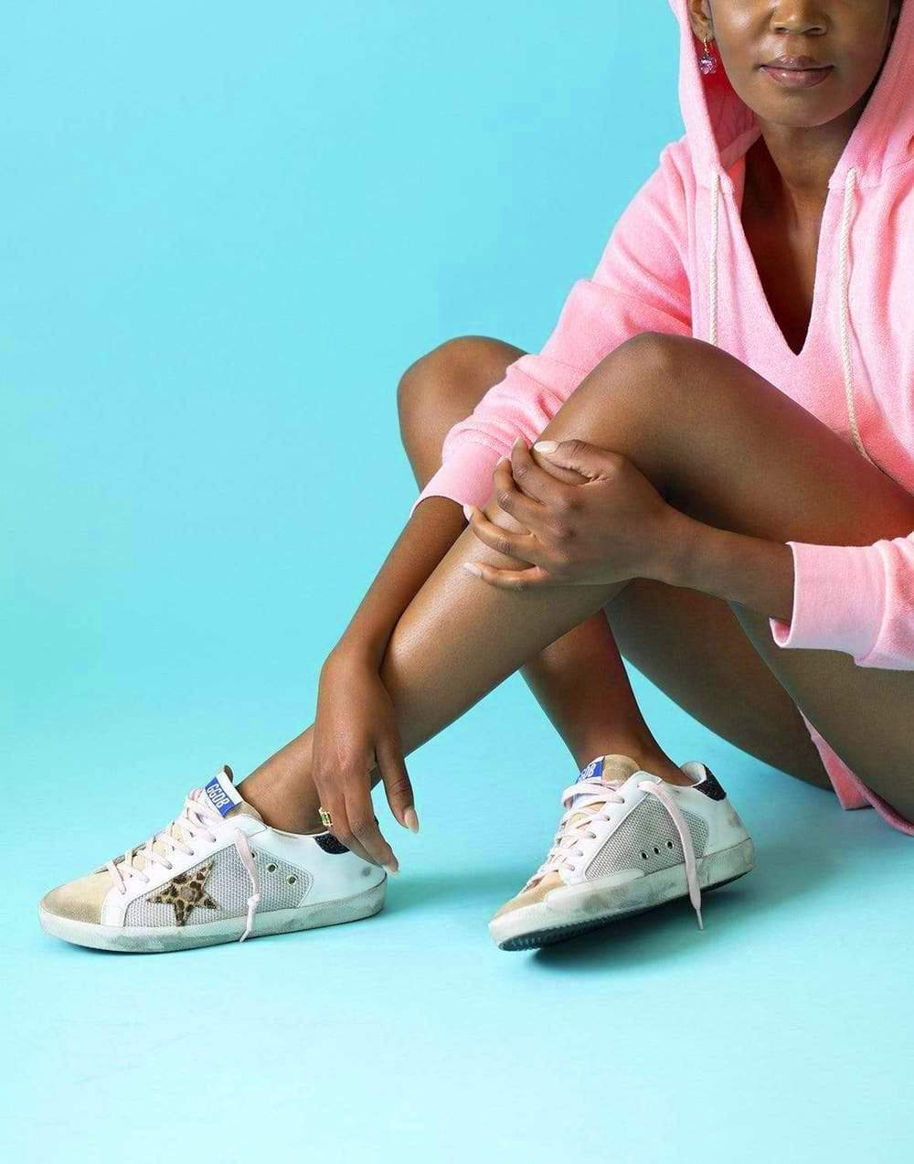 GOLDEN GOOSE-Net Leather Suede Leopard Horsy Star with Glitter Super-Star Sneaker-